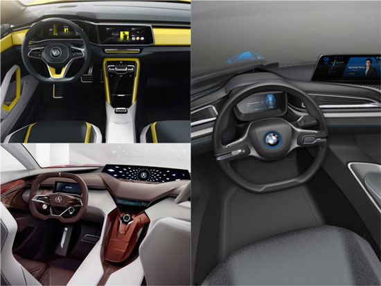 Dashboards in the Acura Precision Concept, BMW i Vision Future Interaction and VW T-Cross Breeze suggest a minimalist future